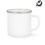 Metalni lončić, Enamel mug, 12 oz, srebrni rub