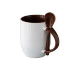 Šalica sa žlicom, smeđa