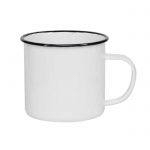 Metalni lončić, Enamel mug, 12 oz, crni rub