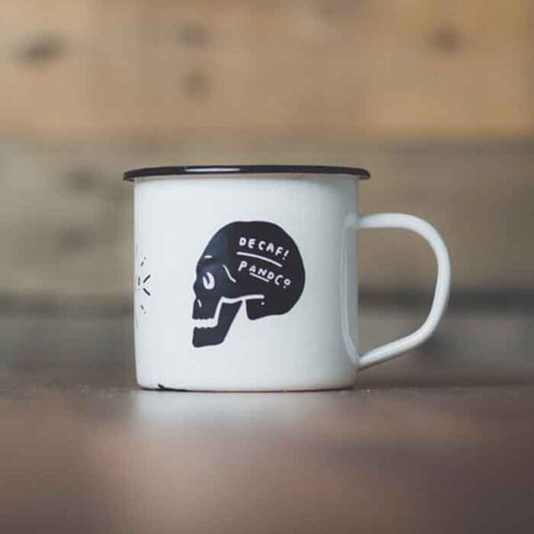 Metalni lončić, Enamel mug, 12 oz, crni rub