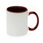 Šalica za sublimaciju, 11OZ, maroon, ručka i unutrašnjost u boji