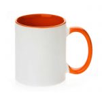 Šalica za sublimaciju, 11OZ, narančasta, ručka i unutrašnjost u boji