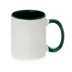 Šalica za sublimaciju, 11OZ, zelena, ručka i unutrašnjost u boji