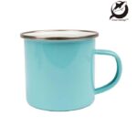 Metalni lončić, Enamel mug, 12 oz, srebrni rub, Mint
