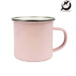 Metalni lončić, Enamel mug, 12 oz, srebrni rub, Pink