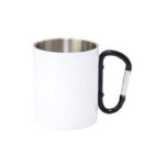 Metalna šalica, bijela s crnim karabinerom, 10oz