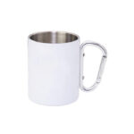 Metalna šalica, bijela sa srebrnim karabinerom, 10oz