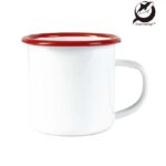 Metalni lončić, Enamel mug, 12 oz, crveni rub