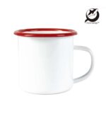 Metalni lončić, Enamel mug, 12 oz, crveni rub