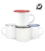 Metalni lončić, Enamel mug, 12 oz, crveni rub - Slika 3